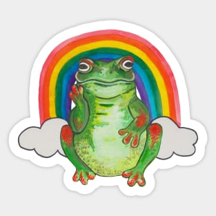 Awkward tropical frog and rainbow Sticker